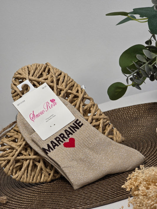 MARRAINE - Chaussette à Paillette Beige