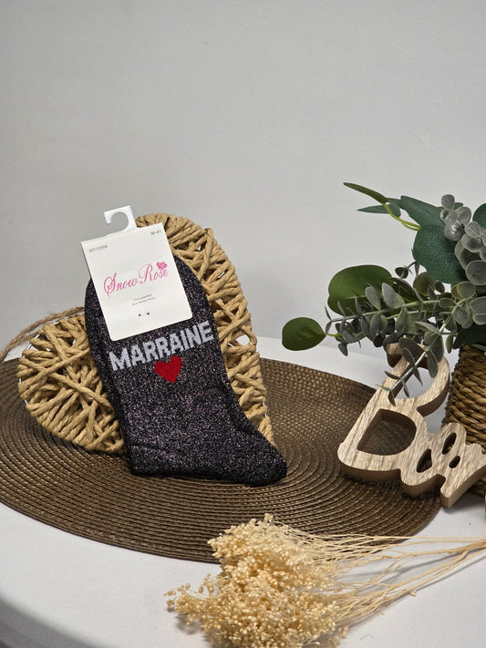 MARRAINE - Chaussette à Paillette Noir