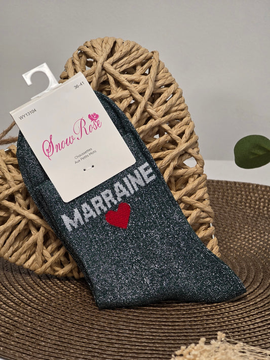 MARRAINE - Chaussette à Paillette Vert Foncé