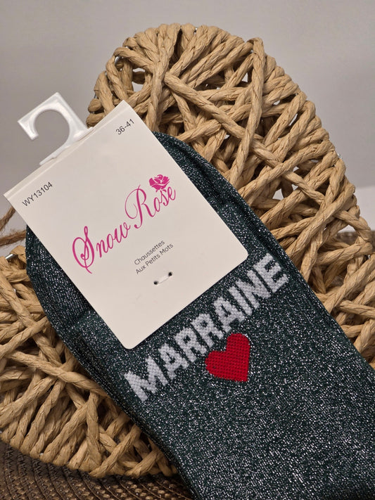 MARRAINE - Chaussette à Paillette Vert Foncé