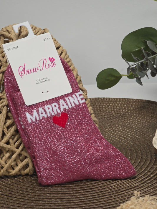MARRAINE - Chaussette à Paillette Rouge Grenat
