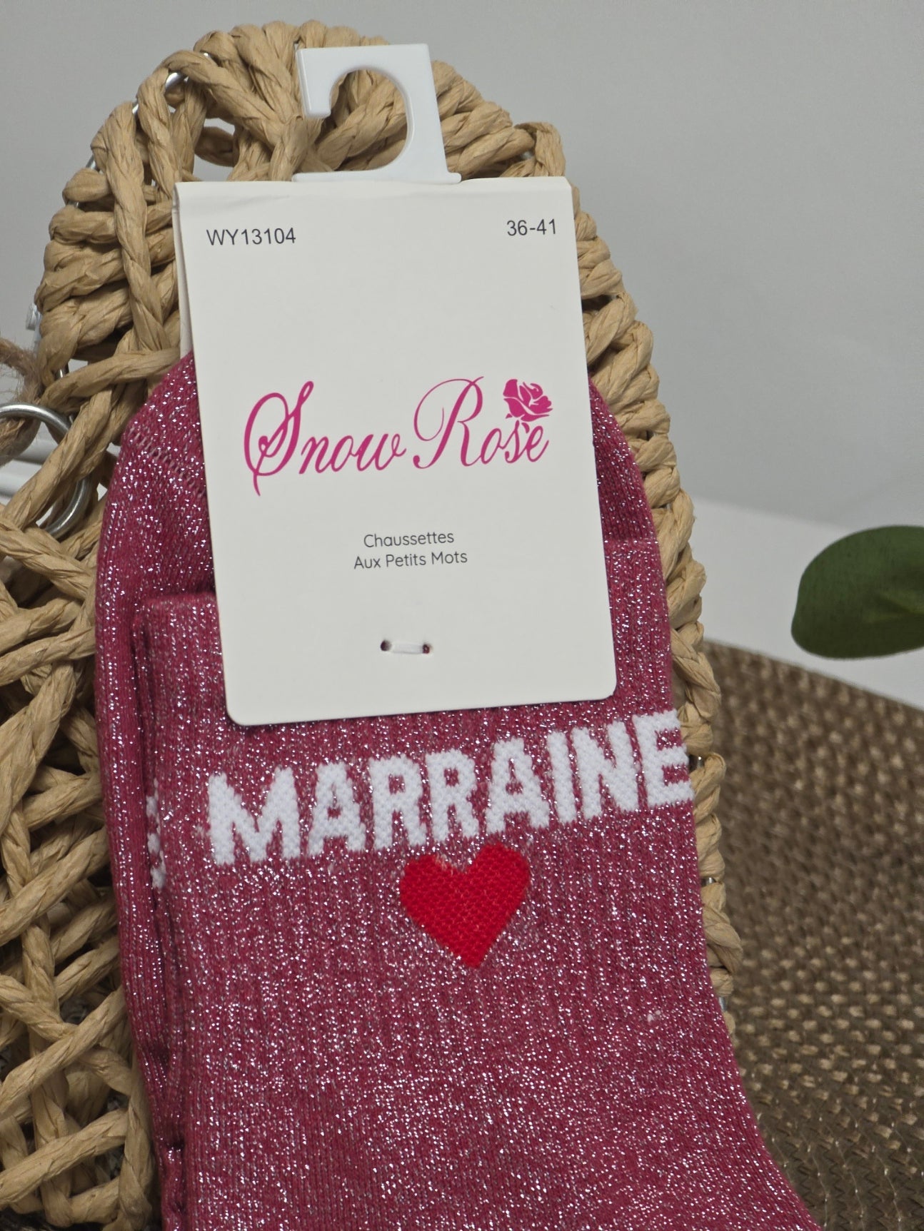 MARRAINE - Chaussette à Paillette Rouge Grenat