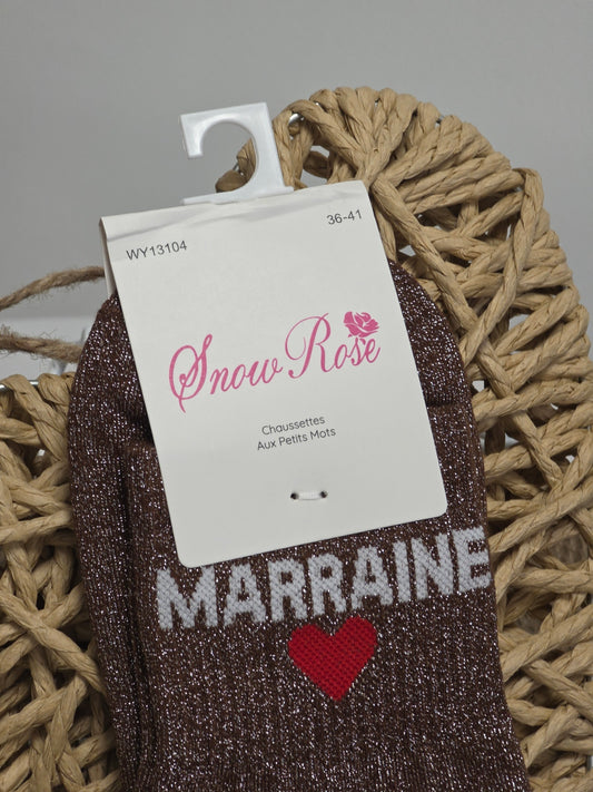 MARRAINE - Chaussette à Paillette Marron
