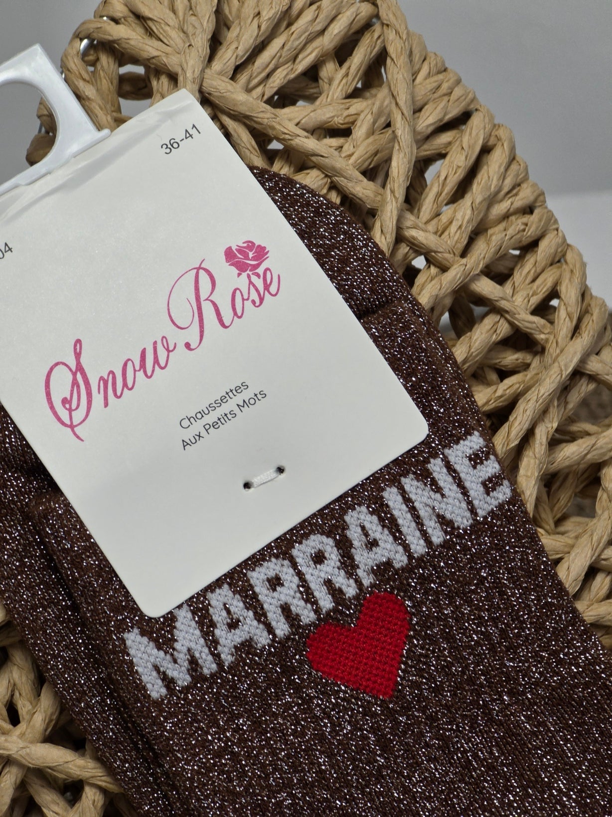 MARRAINE - Chaussette à Paillette Marron