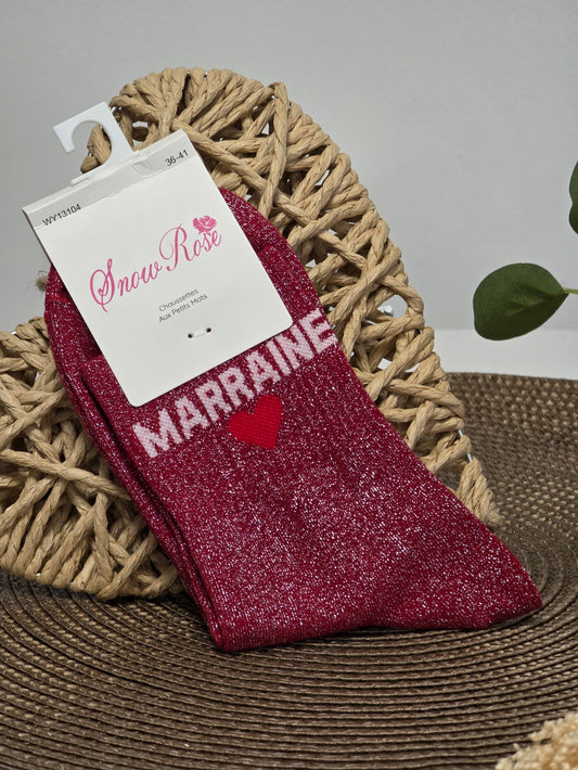 MARRAINE - Chaussette à Paillette Bordeaux