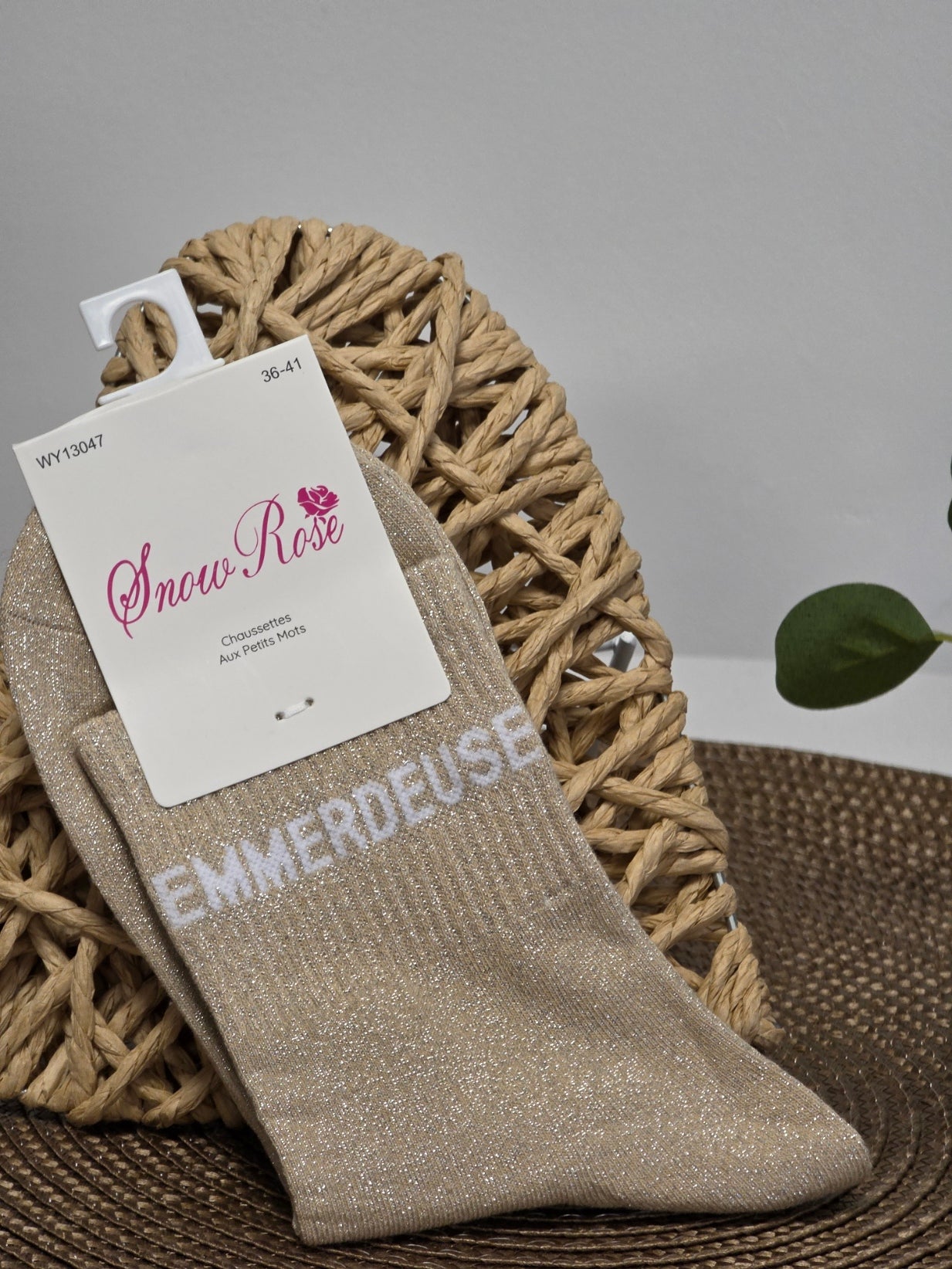 EMMERDEUSE - Chaussette à Paillette Beige