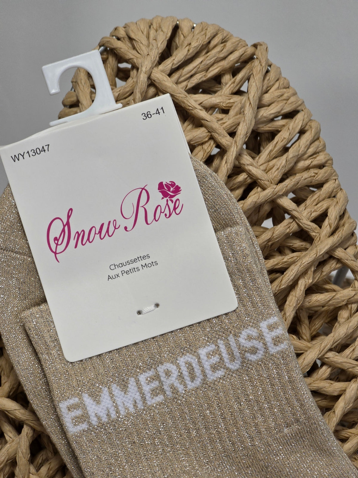 EMMERDEUSE - Chaussette à Paillette Beige