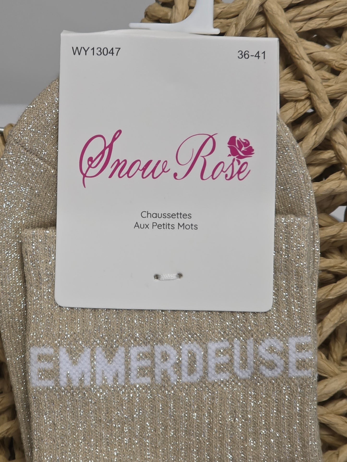 EMMERDEUSE - Chaussette à Paillette Beige