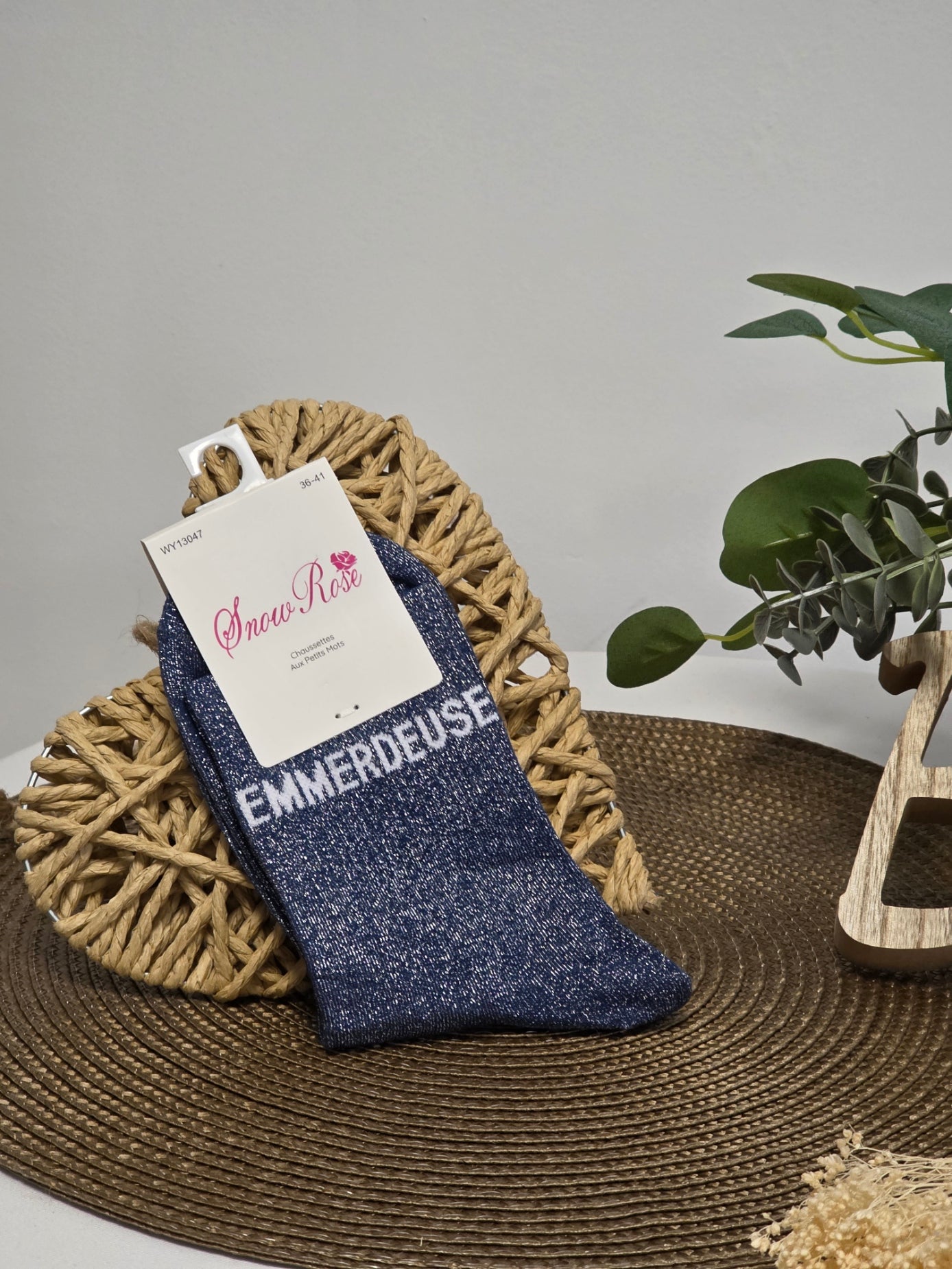 EMMERDEUSE - Chaussette à Paillette Bleu