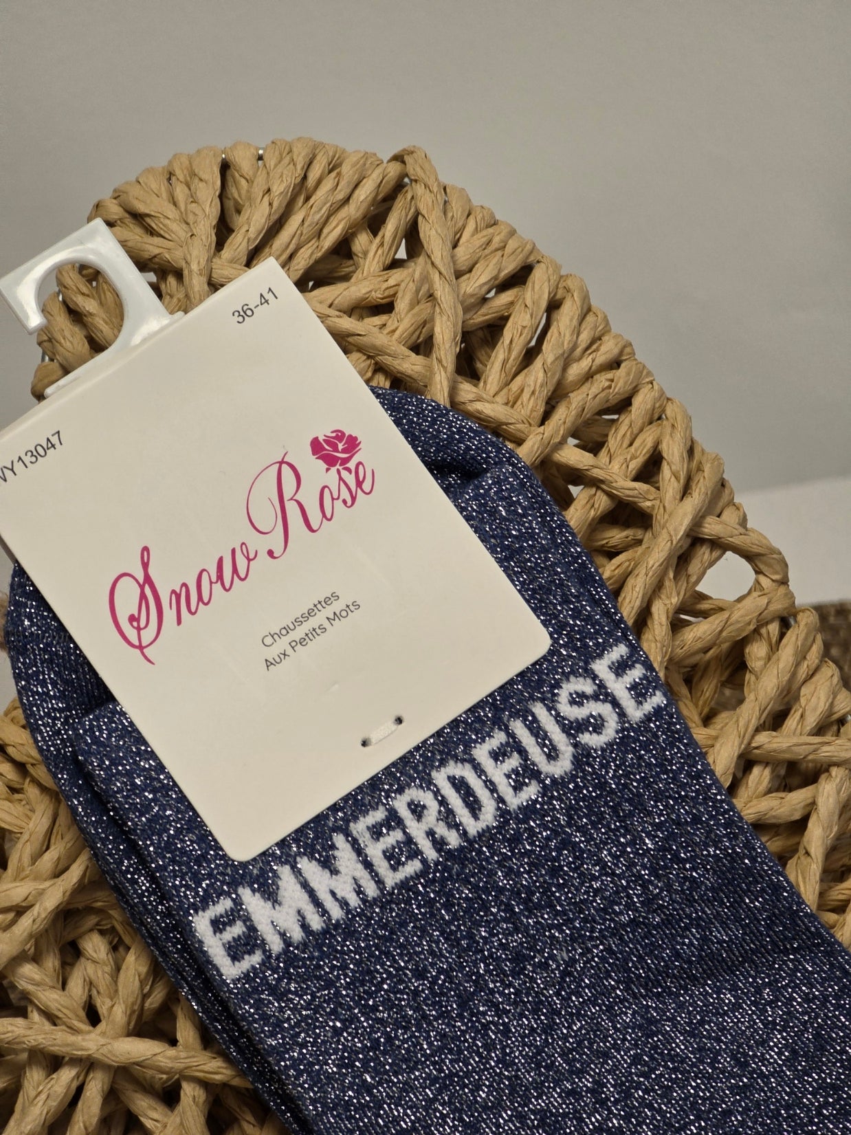 EMMERDEUSE - Chaussette à Paillette Bleu