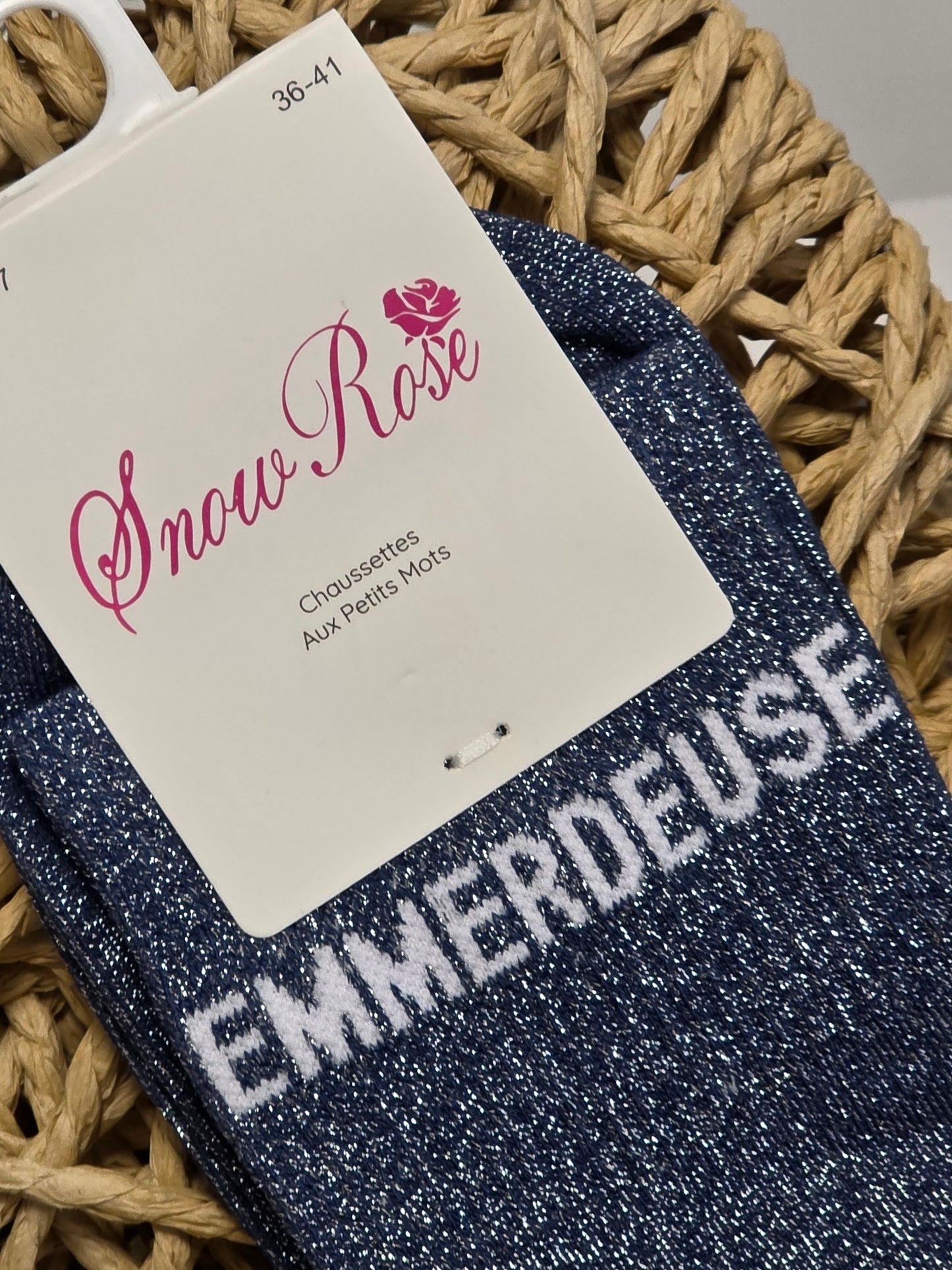EMMERDEUSE - Chaussette à Paillette Bleu