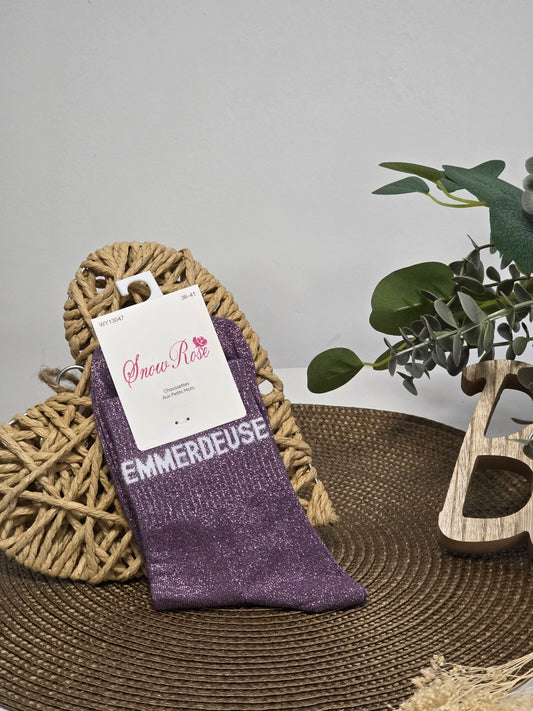 EMMERDEUSE - Chaussette à Paillette Violet