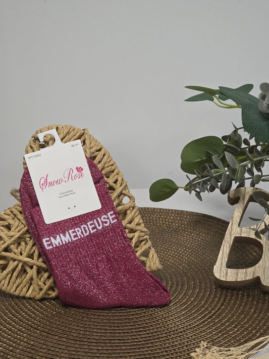 EMMERDEUSE - Chaussette à Paillette Fuchsia