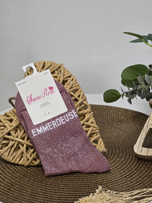 EMMERDEUSE - Chaussette à Paillette Violine