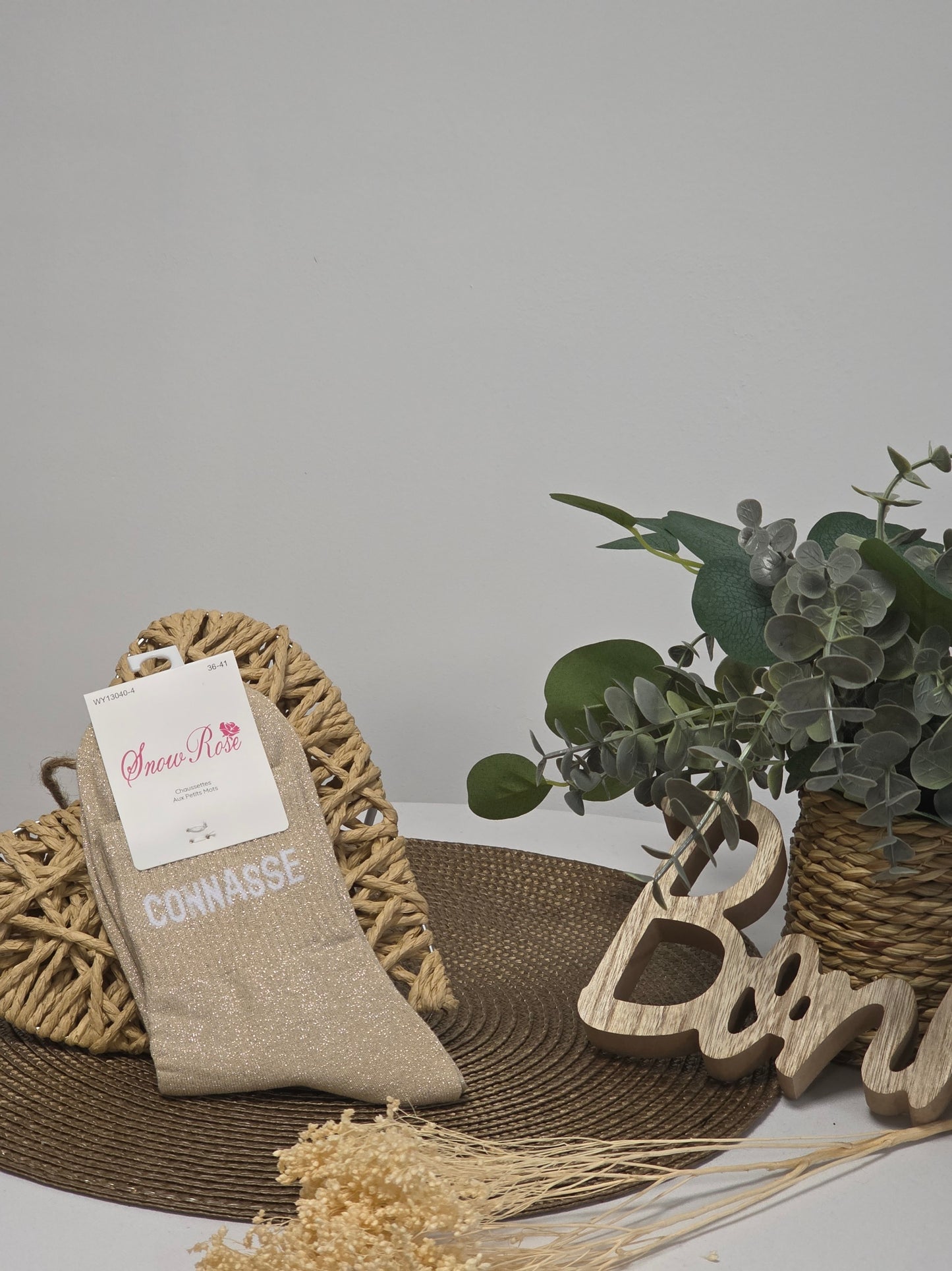 CONNASSE - Chaussette à Paillette Beige