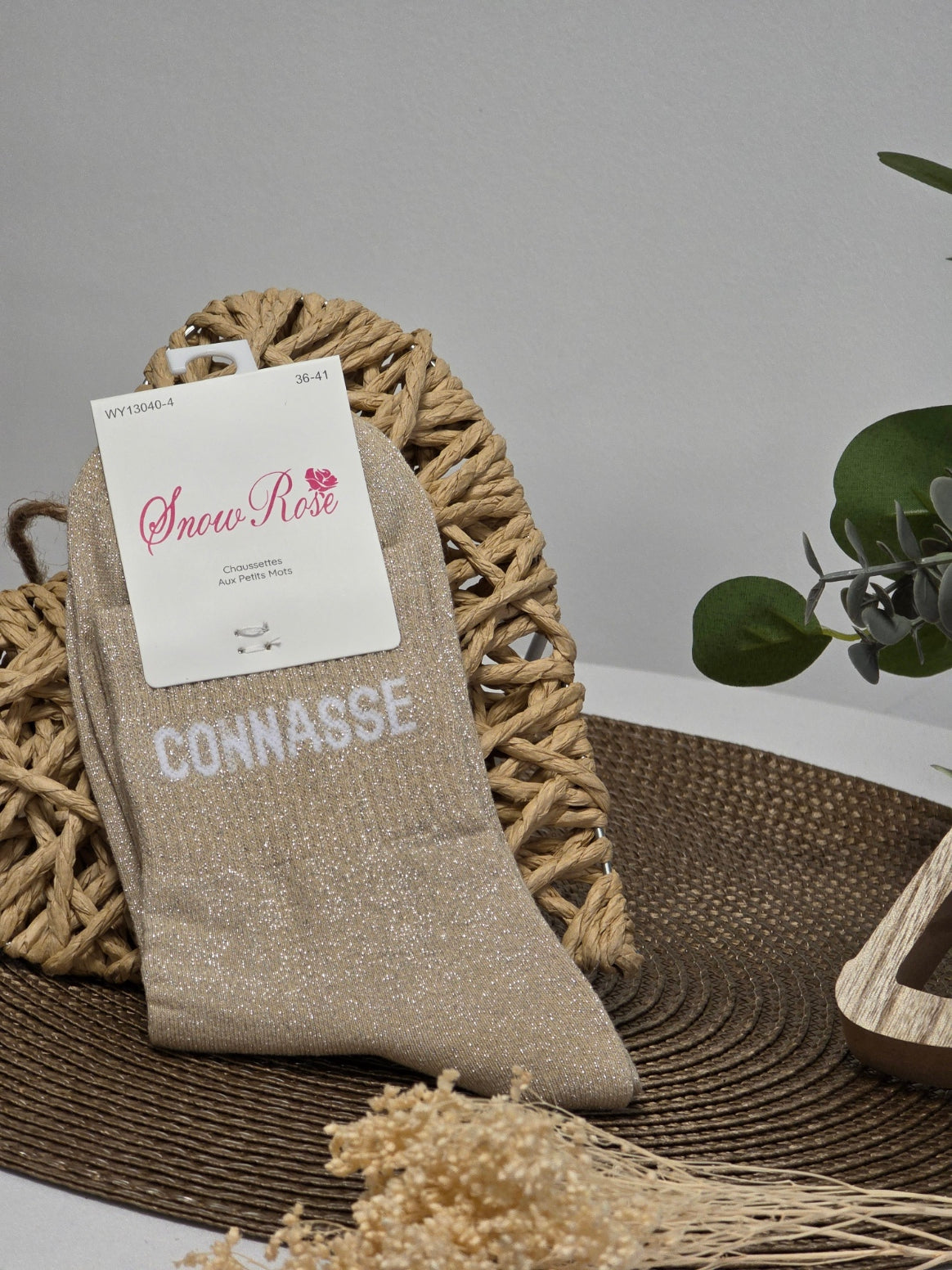 CONNASSE - Chaussette à Paillette Beige