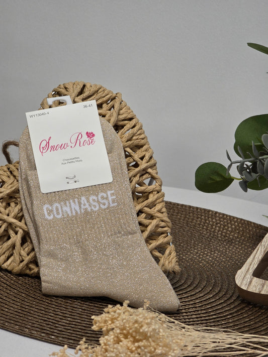 CONNASSE - Chaussette à Paillette Beige