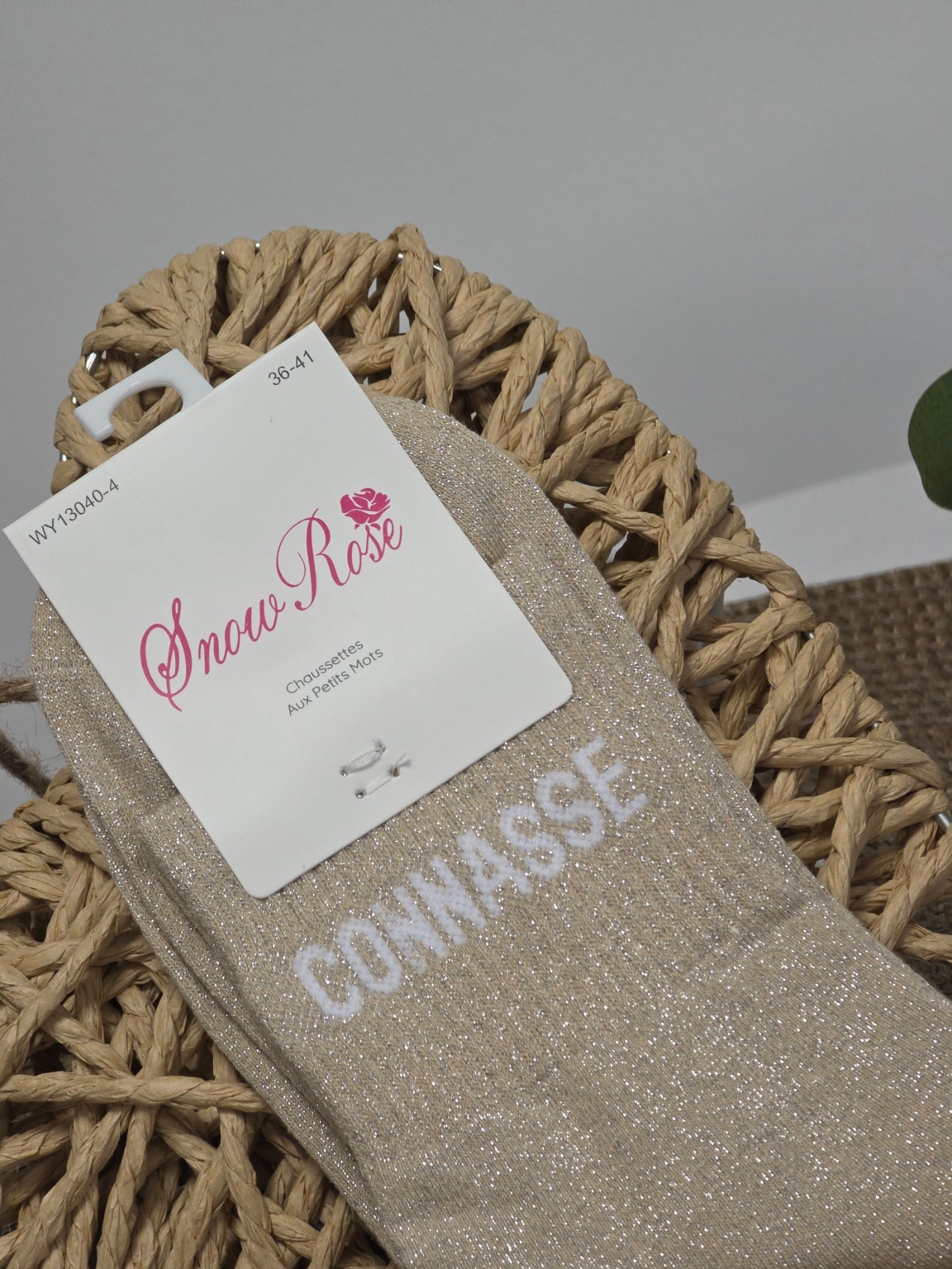 CONNASSE - Chaussette à Paillette Beige