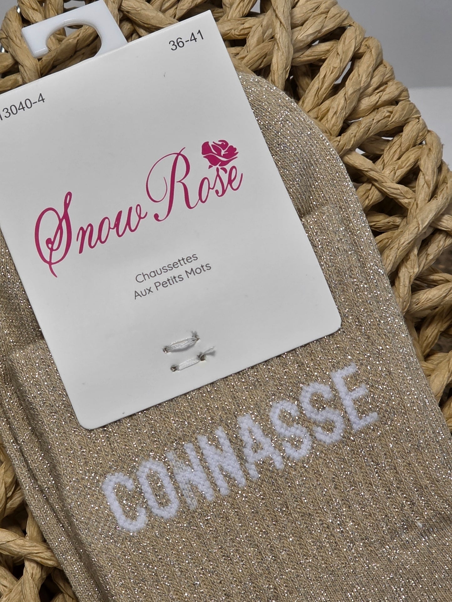 CONNASSE - Chaussette à Paillette Beige