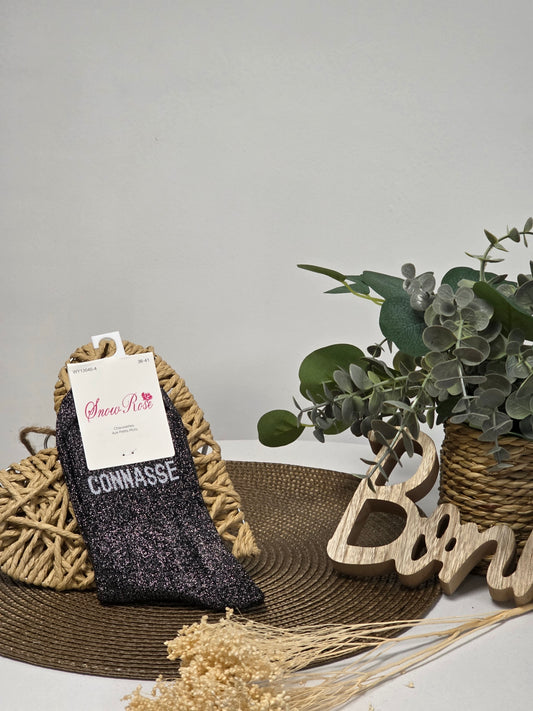 CONNASSE - Chaussette à Paillette Noir