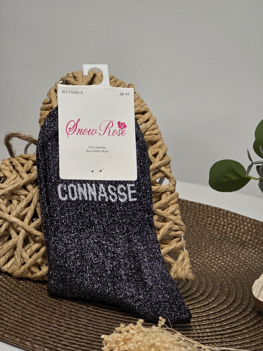 CONNASSE - Chaussette à Paillette Noir