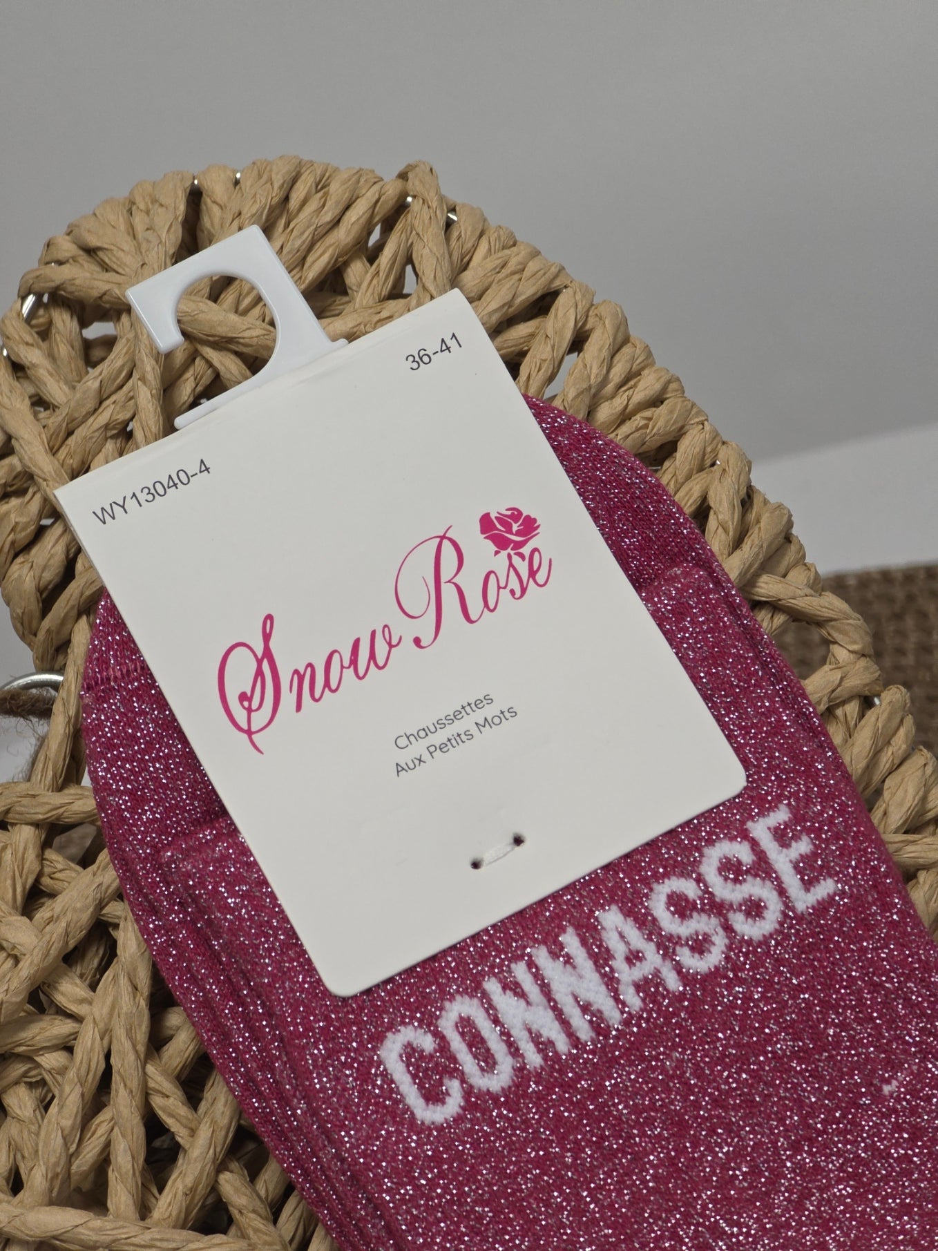 CONNASSE - Chaussette à Paillette Rouge Grenat