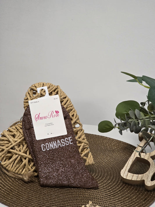 CONNASSE - Chaussette à Paillette Marron