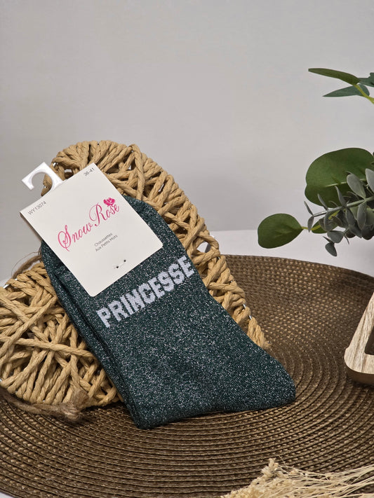 PRINCESSE - Chaussette à Paillette Vert Foncé