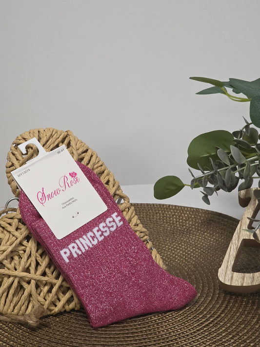 PRINCESSE - Chaussette à Paillette Rouge Grenat