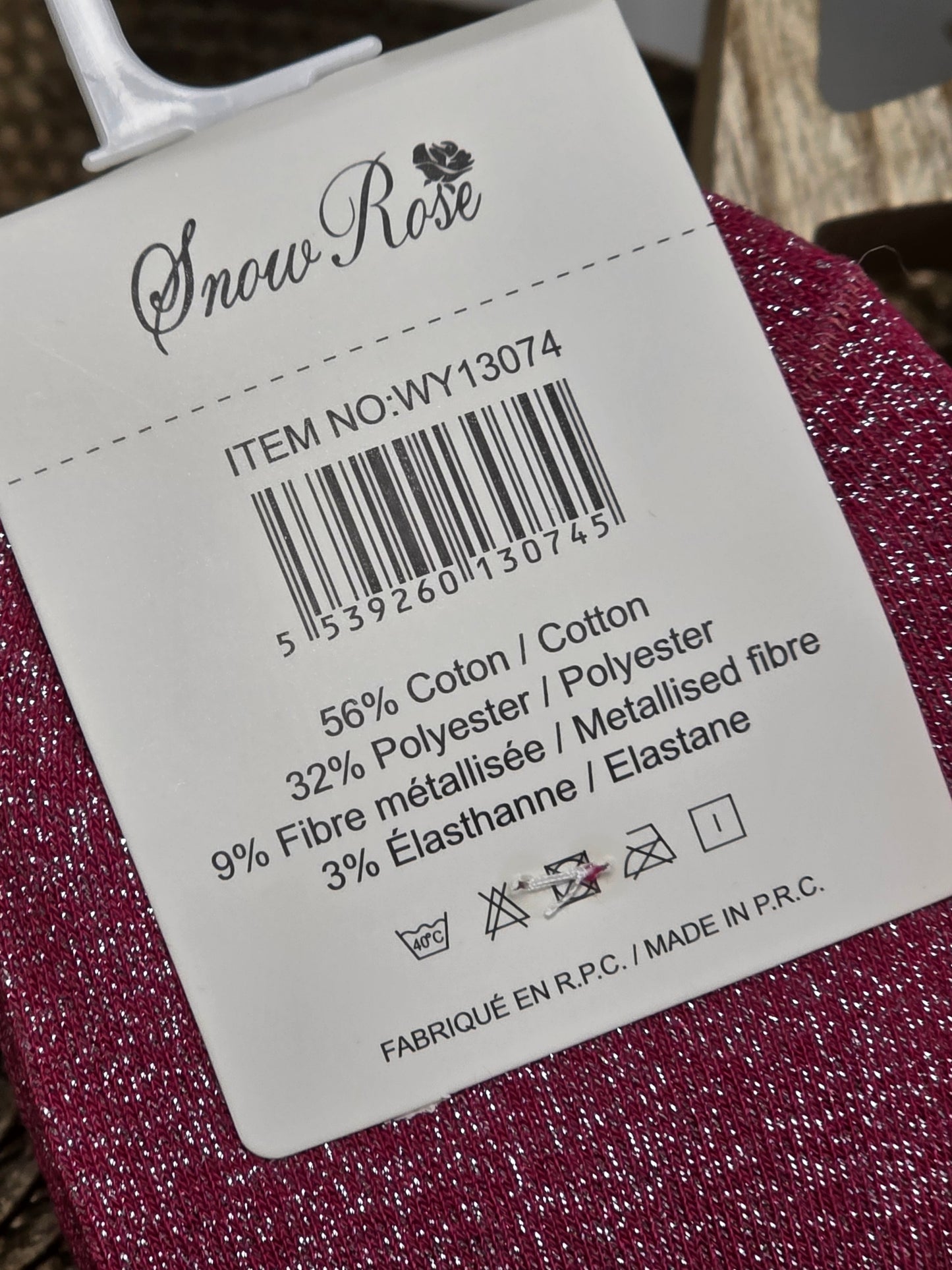 PRINCESSE - Chaussette à Paillette Rouge Grenat