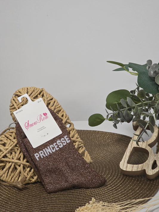 PRINCESSE - Chaussette à Paillette Marron