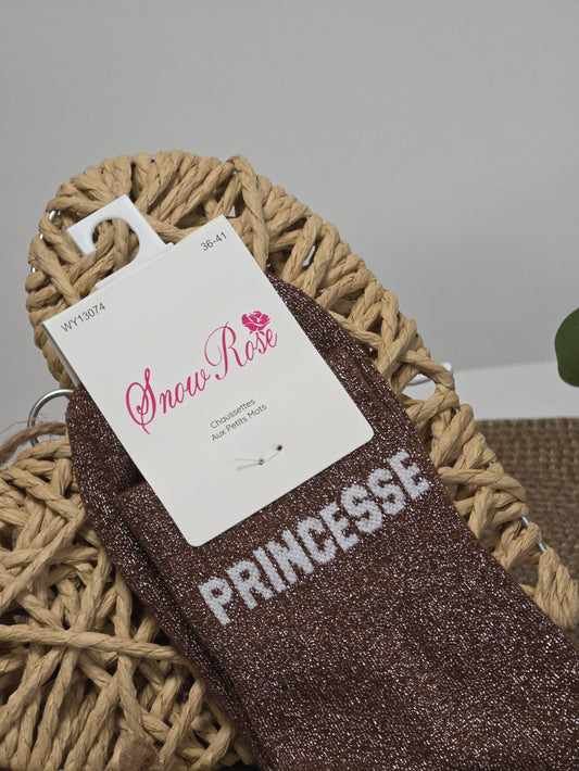 PRINCESSE - Chaussette à Paillette Marron