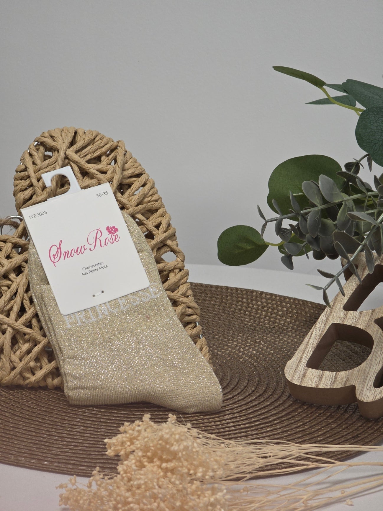 PRINCESSE - Chaussette à Paillette Enfant Beige Clair