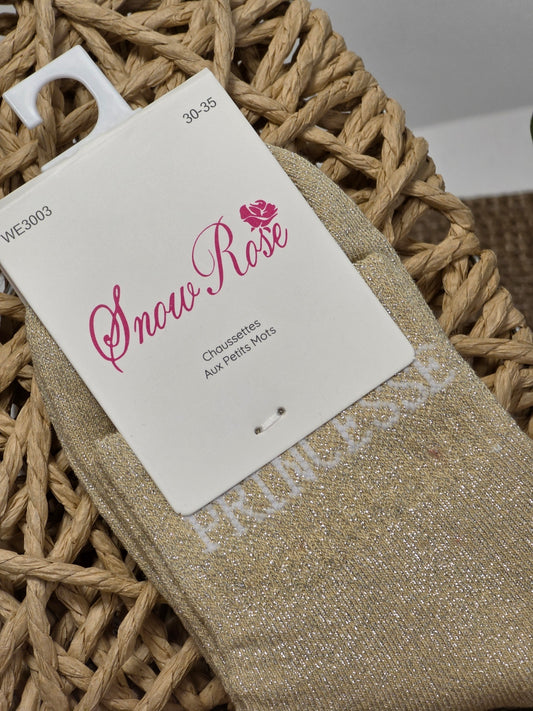 PRINCESSE - Chaussette à Paillette Enfant Beige Clair