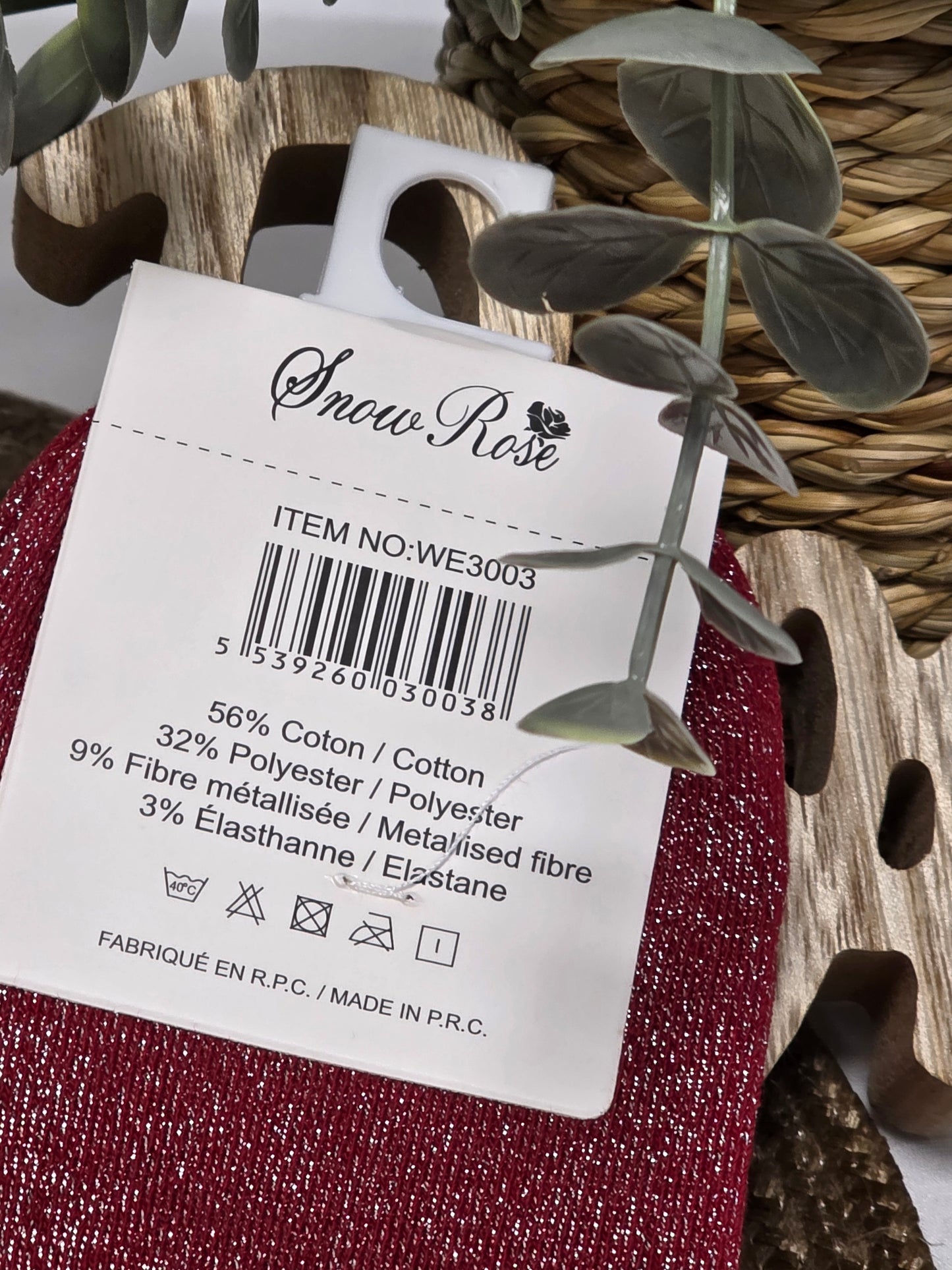 PRINCESSE - Chaussette à Paillette Enfant Rouge Foncé