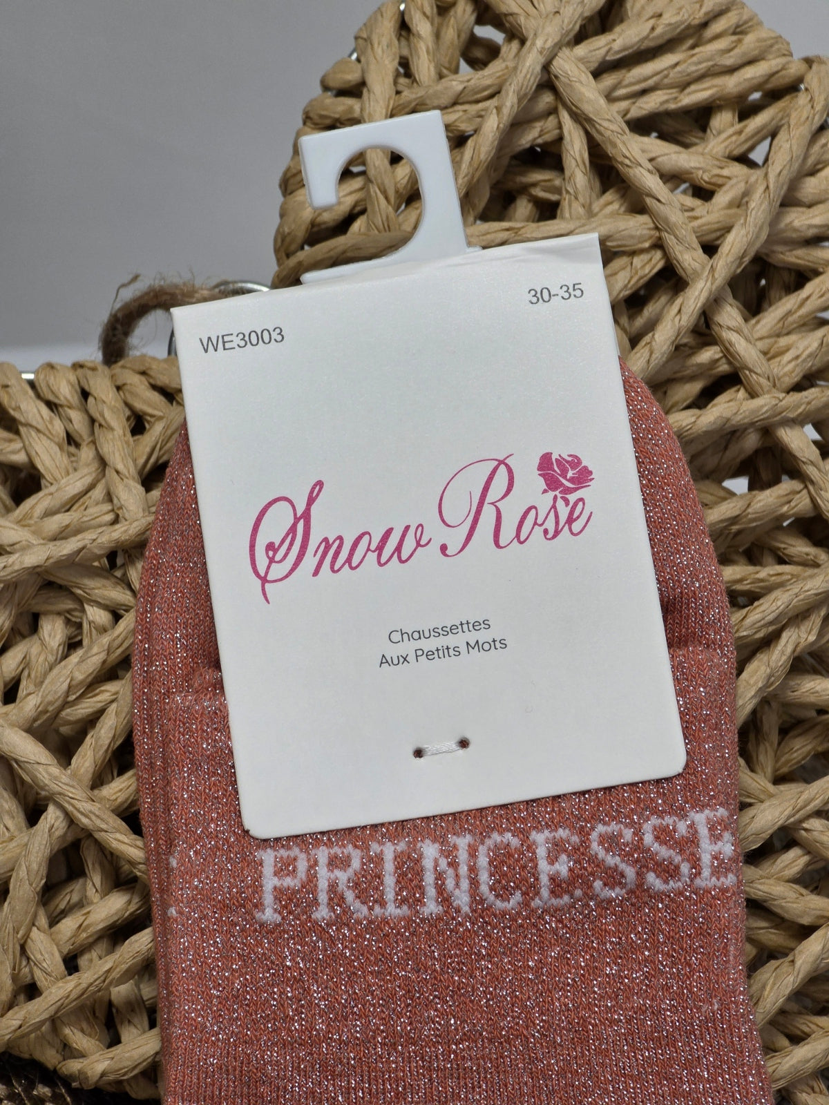 PRINCESSE - Chaussette à Paillette Enfant Corail Foncé