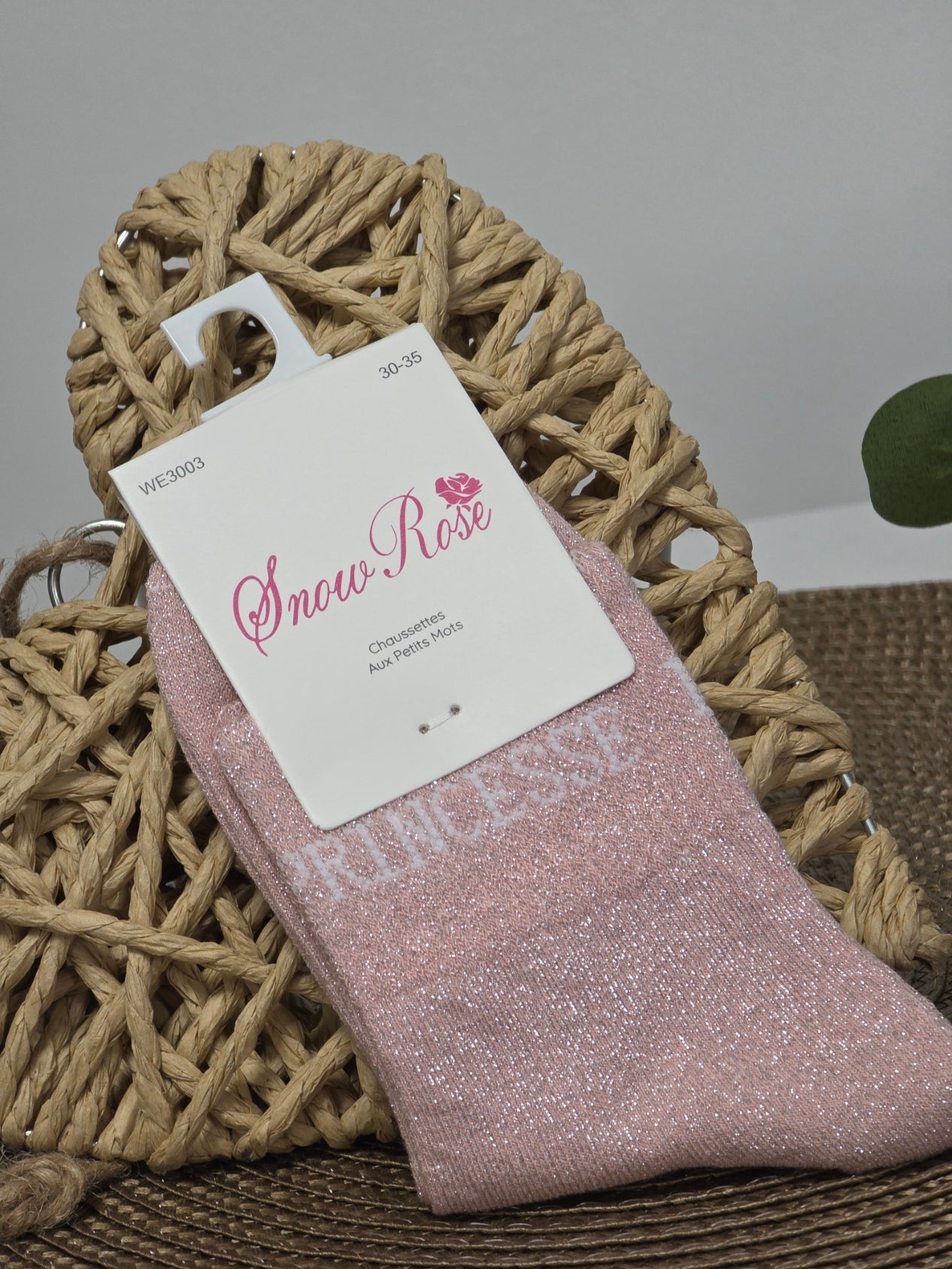 PRINCESSE  -Chaussette à Paillette Enfant Rose Clair