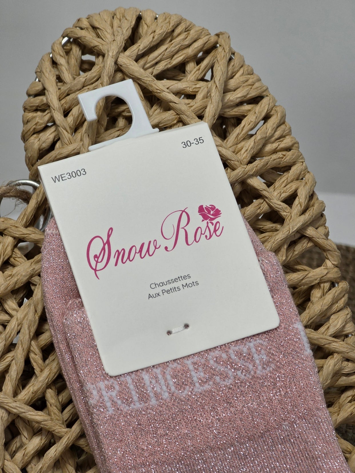 PRINCESSE  -Chaussette à Paillette Enfant Rose Clair