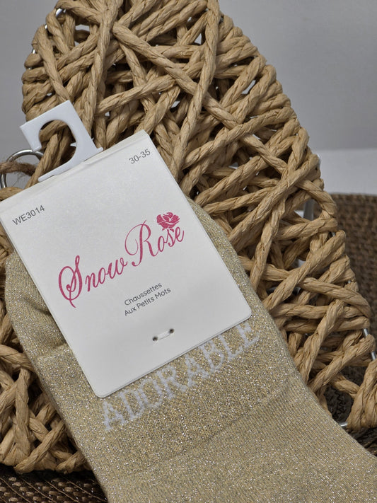ADORABLE - Chaussette à Paillette Enfant Beige Clair
