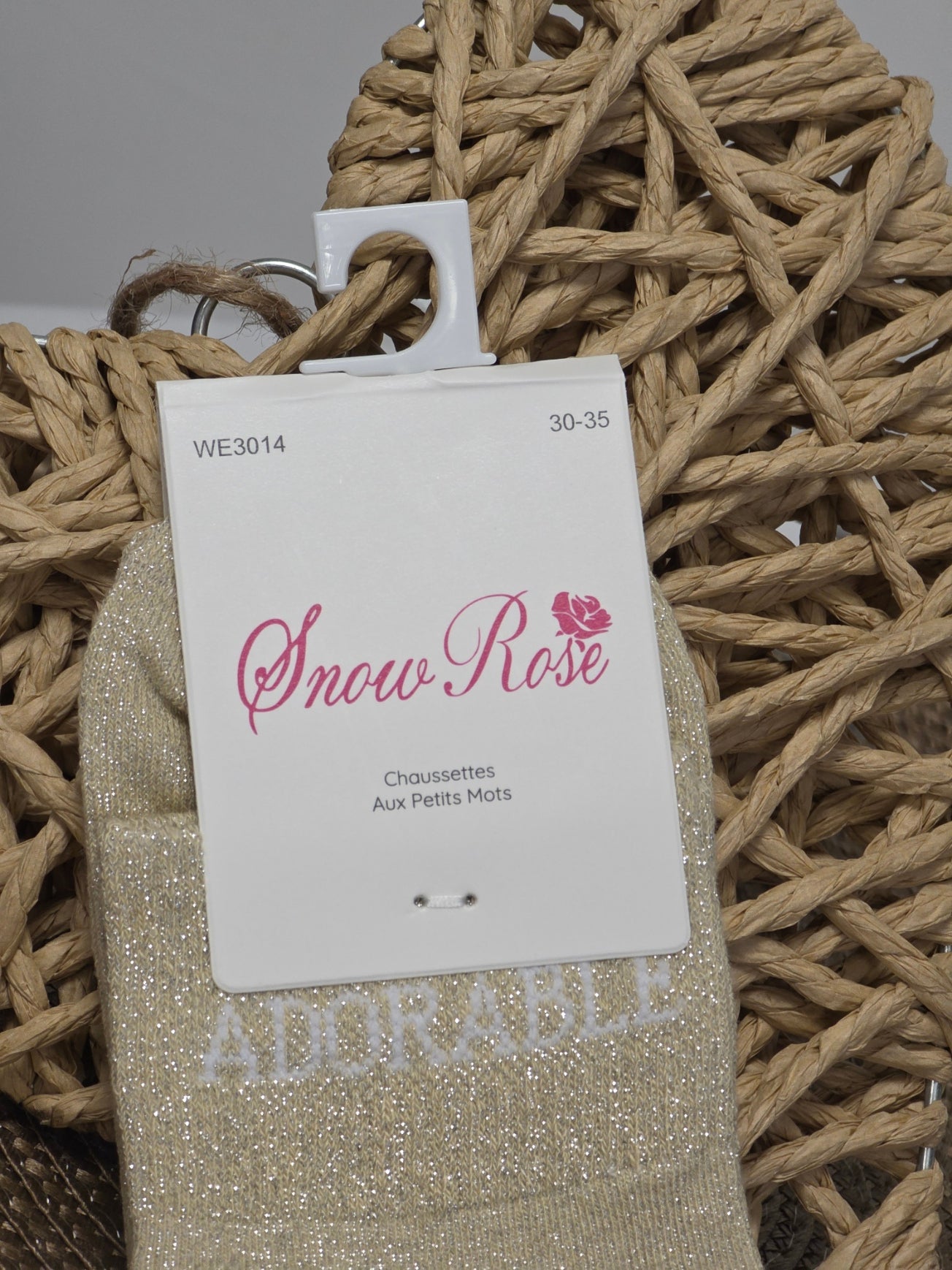 ADORABLE - Chaussette à Paillette Enfant Beige Clair