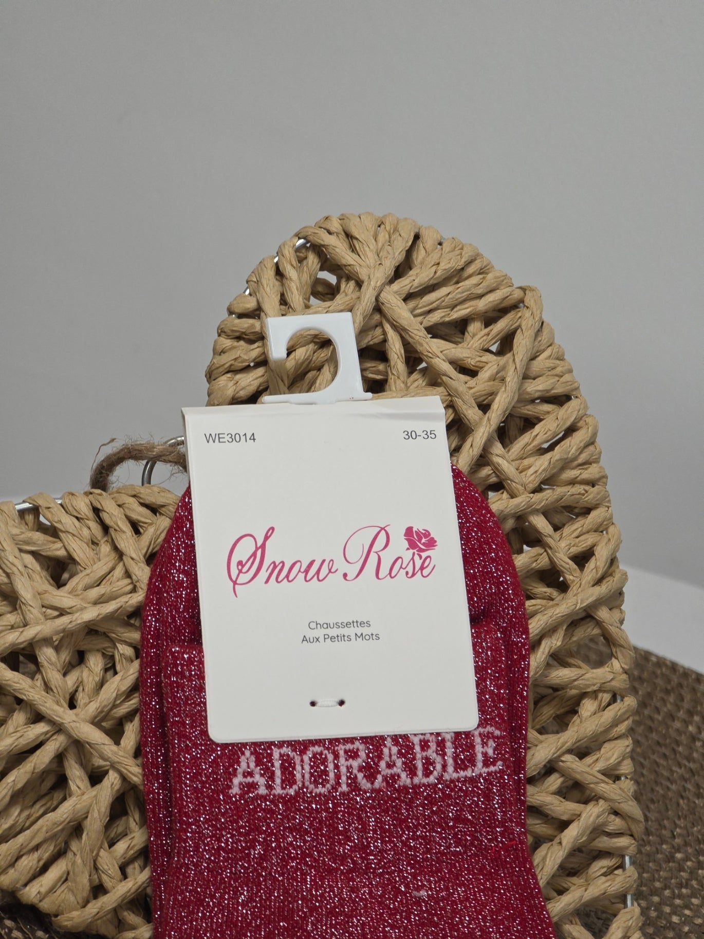 ADORABLE - Chaussette à Paillette Enfant Rouge Foncé