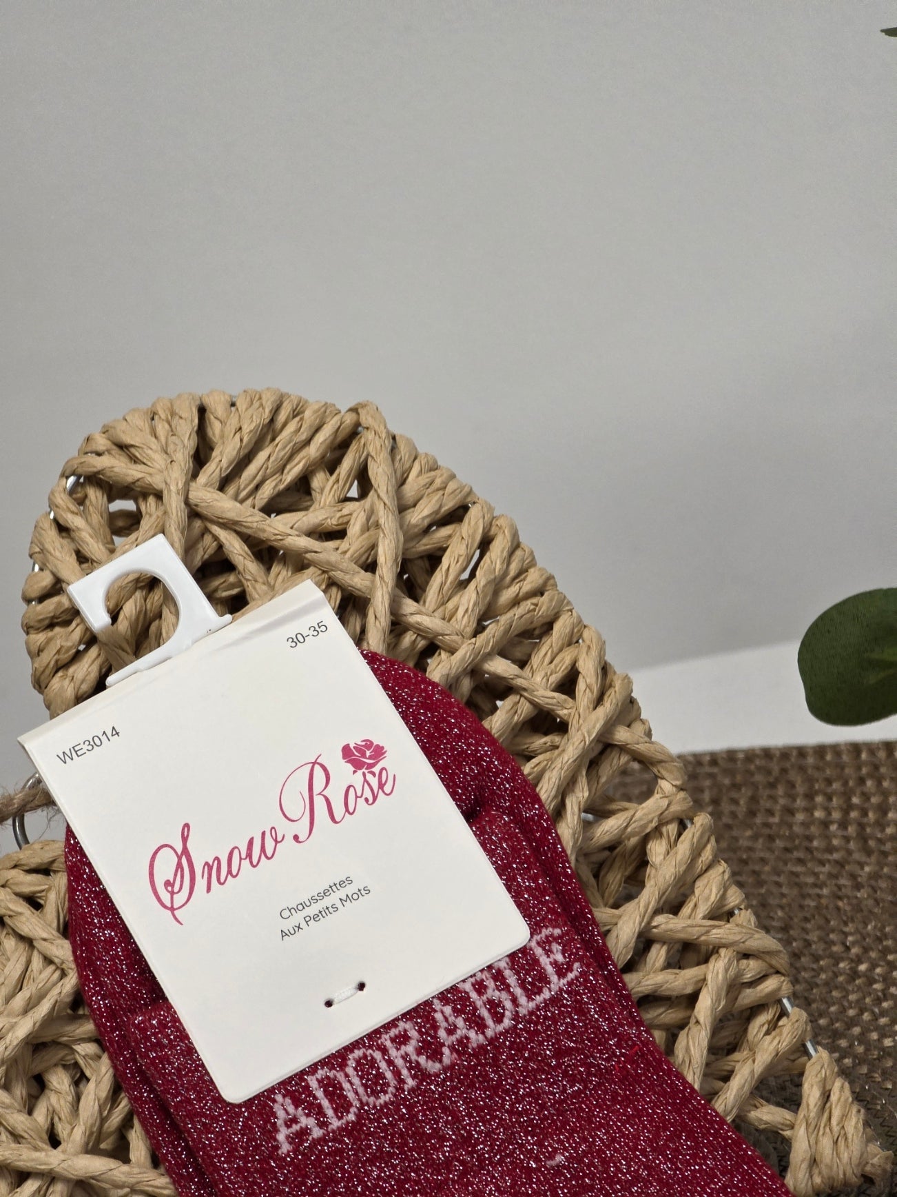 ADORABLE - Chaussette à Paillette Enfant Rouge Foncé