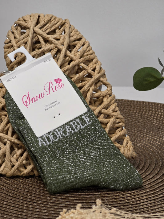 ADORABLE - Chaussette à Paillette Enfant Vert
