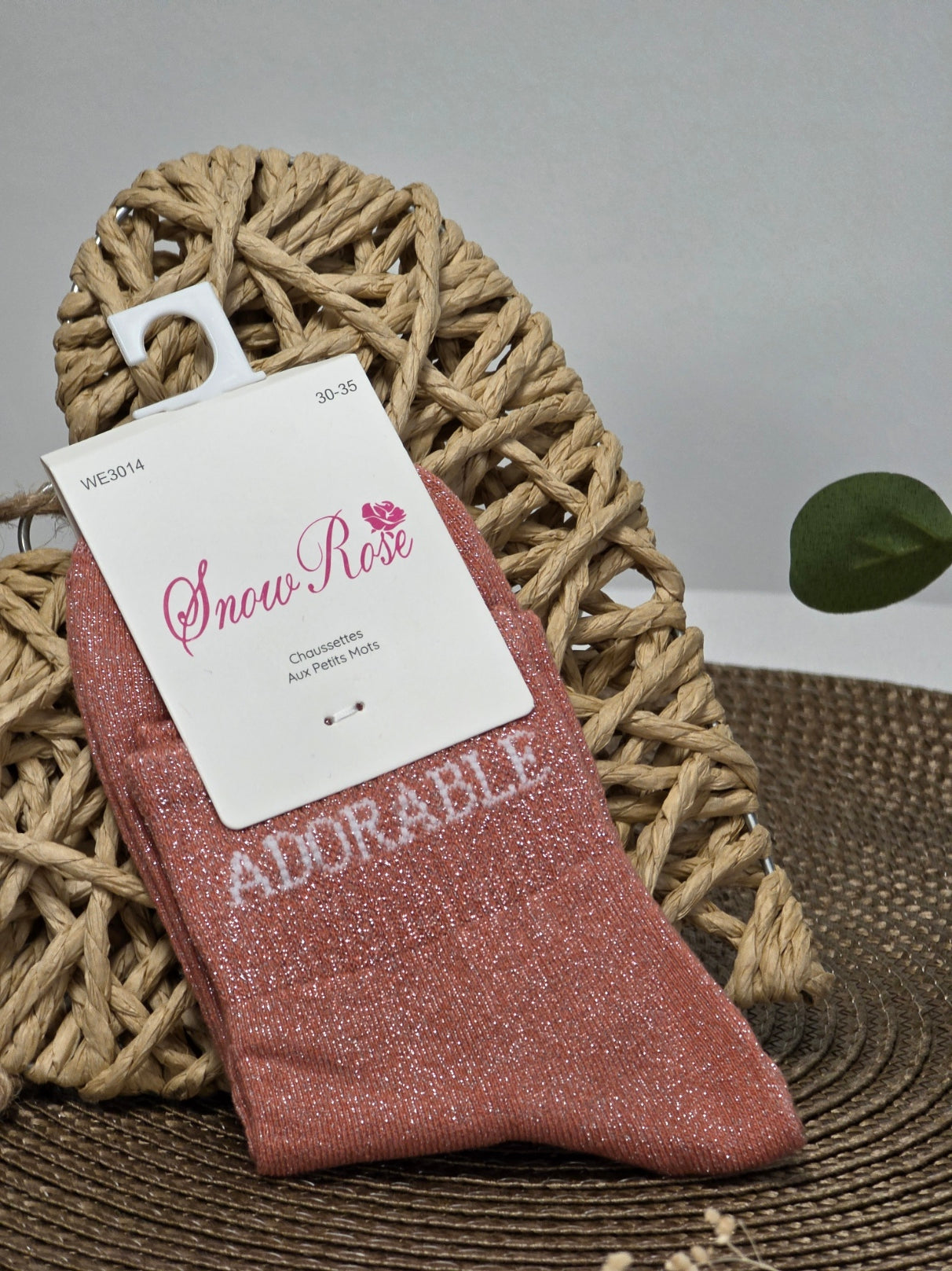 ADORABLE - Chaussette à Paillette Enfant Corail Foncé