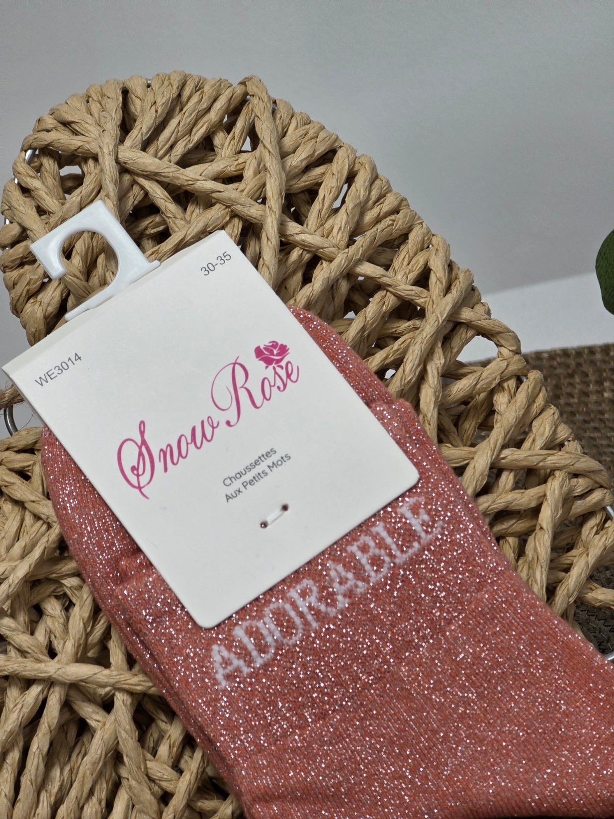 ADORABLE - Chaussette à Paillette Enfant Corail Foncé