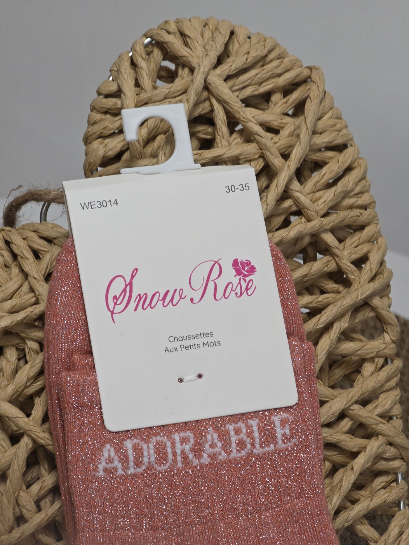 ADORABLE - Chaussette à Paillette Enfant Corail Foncé