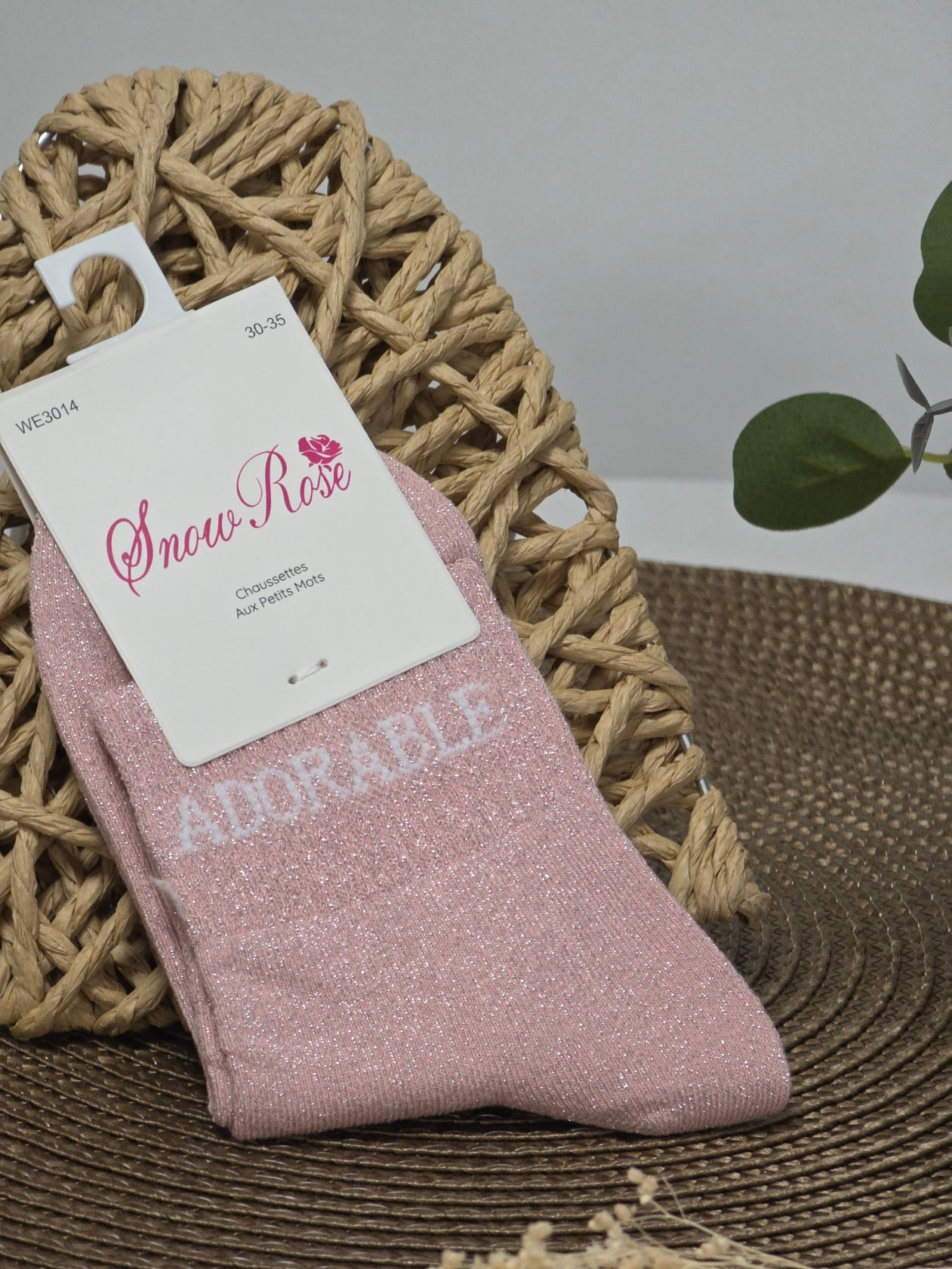 ADORABLE - Chaussette à Paillette Enfant Rose Clair