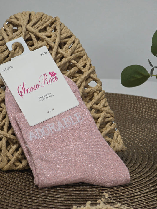 ADORABLE - Chaussette à Paillette Enfant Rose Clair