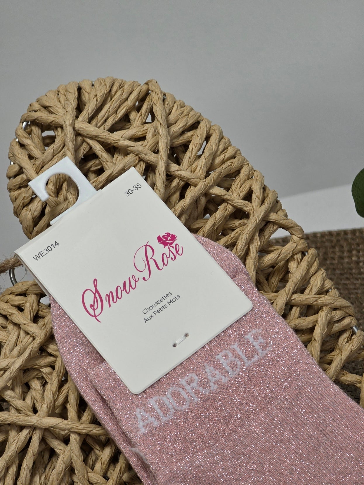 ADORABLE - Chaussette à Paillette Enfant Rose Clair