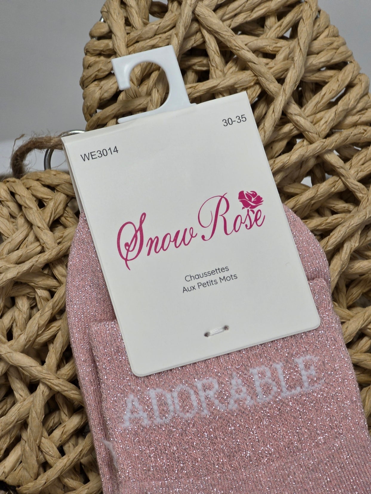 ADORABLE - Chaussette à Paillette Enfant Rose Clair